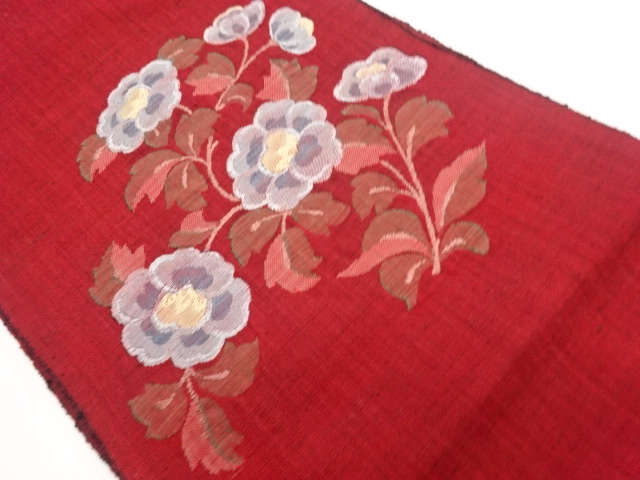 JAPANESE NAGOYA OBI / TSUMUGI / WOVEN FLORAL PLANTS